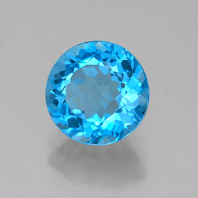 Topazio naturale blu da 2,14 ct, taglio rotondo, VVS