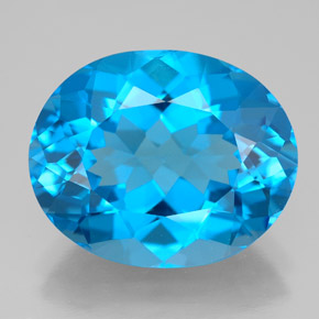 Topazio naturale blu da 12,69 ct, taglio ovale, VVS