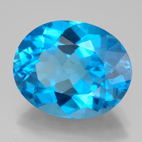 Topazio naturale blu da 12,69 ct, taglio ovale, VVS