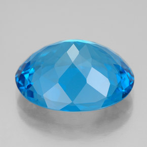 Topazio naturale blu da 12,69 ct, taglio ovale, VVS