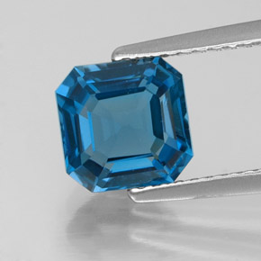 Topazio naturale blu da 2,25 ct, taglio smeraldo, VVS-VS