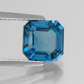Topazio naturale blu da 2,25 ct, taglio smeraldo, VVS-VS