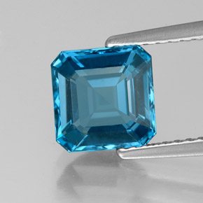 Topazio naturale blu da 2,16 ct, taglio smeraldo, VS