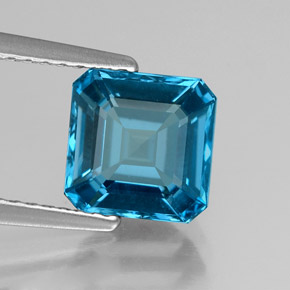 Topazio naturale blu da 2,16 ct, taglio smeraldo, VS