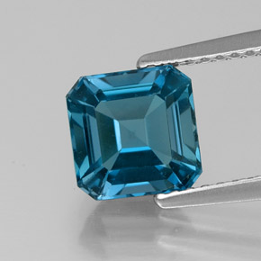 Topazio naturale blu da 2,19 ct, taglio smeraldo, VS
