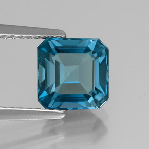 Topazio naturale blu da 2,19 ct, taglio smeraldo, VS
