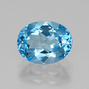 Topazio naturale blu da 2,50 ct, taglio ovale, VVS-VS
