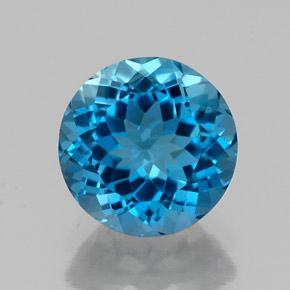 Topazio naturale blu da 2,35 ct, taglio rotondo, VVS-VS