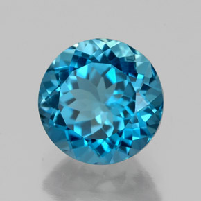 Topazio naturale blu da 2,35 ct, taglio rotondo, VVS-VS