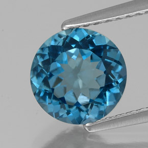 Topazio naturale blu da 2,00 ct, taglio rotondo, VS