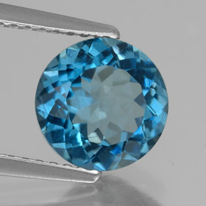 Topazio naturale blu da 2,00 ct, taglio rotondo, VS