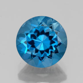 Topazio naturale blu da 2,34 ct, taglio rotondo, VVS