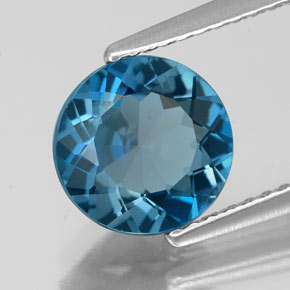 Topazio naturale blu da 1,95 ct, taglio rotondo, VS