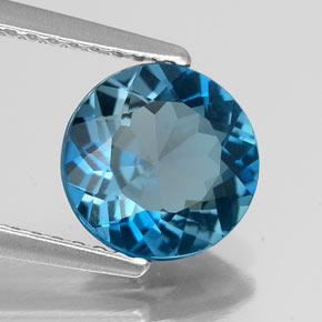 Topazio naturale blu da 1,95 ct, taglio rotondo, VS