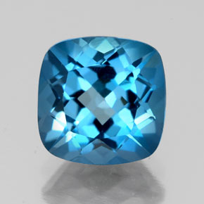 Topazio naturale blu da 2,80 ct, taglio a cuscino, VS