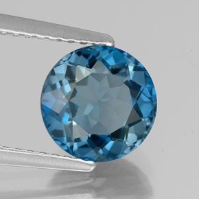 Topazio naturale blu da 2,52 ct, taglio rotondo, VVS