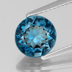 Topazio naturale blu da 2,26 ct, taglio rotondo, VS