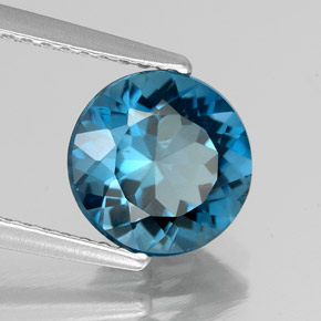 Topazio naturale blu da 2,26 ct, taglio rotondo, VS