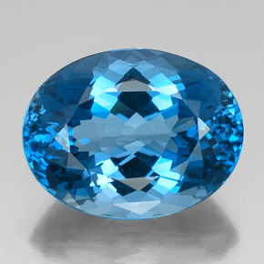 Topazio naturale blu da 43,70 ct, taglio ovale, VVS