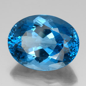 Topazio naturale blu da 43,70 ct, taglio ovale, VVS