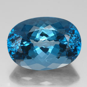 Topazio naturale blu da 44,21 ct, taglio ovale, VVS