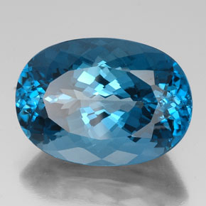 Topazio naturale blu da 44,21 ct, taglio ovale, VVS