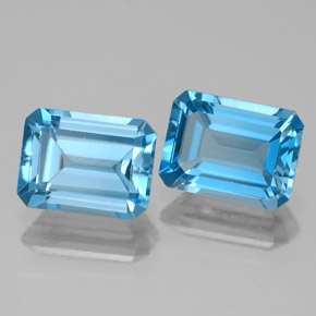 Gemme di Topazio Blu svizzero naturale da 4.01 ct, Taglio smeraldo, VS