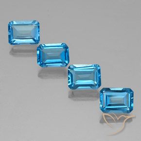 Gemme di Topazio Blu svizzero naturale da 8.08 ct, Taglio smeraldo, VVS-VS