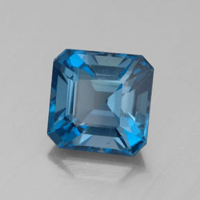 Topazio naturale blu da 3,41 ct, taglio smeraldo, VS-SI