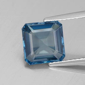 Topazio naturale blu da 2,72 ct, taglio smeraldo, VS