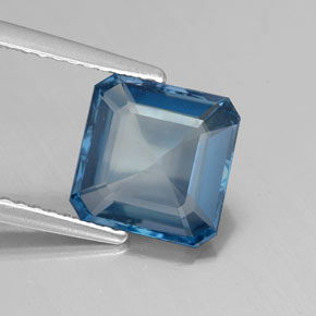 Topazio naturale blu da 2,72 ct, taglio smeraldo, VS