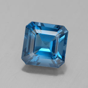 Topazio naturale blu da 2,85 ct, taglio smeraldo, VS