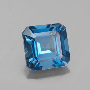 Topazio naturale blu da 2,85 ct, taglio smeraldo, VS