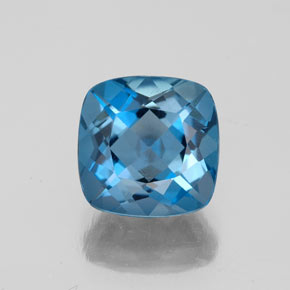 Topazio naturale blu da 2,84 ct, taglio a cuscino, VS