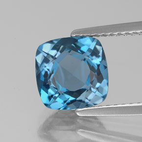 Topazio naturale blu da 2,68 ct, taglio a cuscino, VS