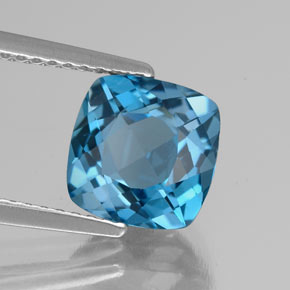 Topazio naturale blu da 2,68 ct, taglio a cuscino, VS