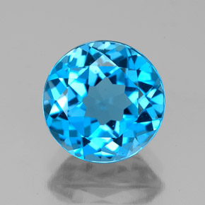 Topazio naturale blu da 3,10 ct, taglio rotondo, VVS-VS