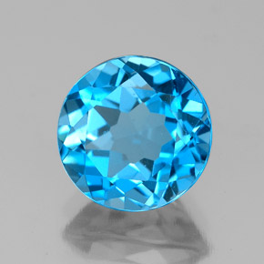 Topazio naturale blu da 3,10 ct, taglio rotondo, VVS-VS