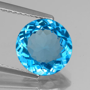 Topazio naturale blu da 3,24 ct, taglio rotondo, VS
