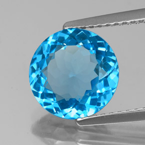 Topazio naturale blu da 3,24 ct, taglio rotondo, VS