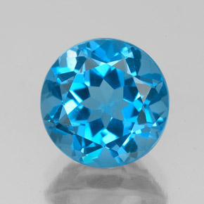 Topazio naturale blu da 3,75 ct, taglio rotondo, VVS