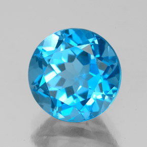 Topazio naturale blu da 3,75 ct, taglio rotondo, VVS
