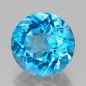 Topazio naturale blu da 3,69 ct, taglio rotondo, VVS