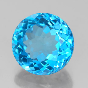 Topazio naturale blu da 3,48 ct, taglio rotondo, VVS