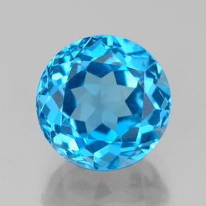 Topazio naturale blu da 3,86 ct, taglio rotondo, VVS