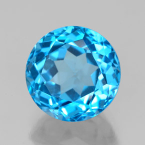 Topazio naturale blu da 3,86 ct, taglio rotondo, VVS