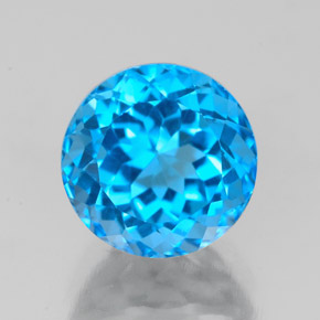 Topazio naturale blu da 3,16 ct, taglio rotondo, VS