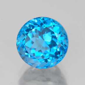 Topazio naturale blu da 3,16 ct, taglio rotondo, VS