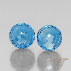 Gemme di Topazio Blu svizzero naturale da 12.66 ct, Sfera, VS