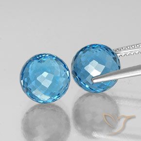 Gemme di Topazio Blu svizzero naturale da 11.94 ct, Sfera, VVS-VS